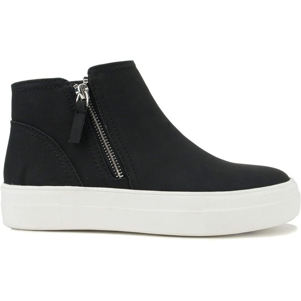 Women's Platform Ankle Boot Sneakers Black Side Zip Casual Size 8.5